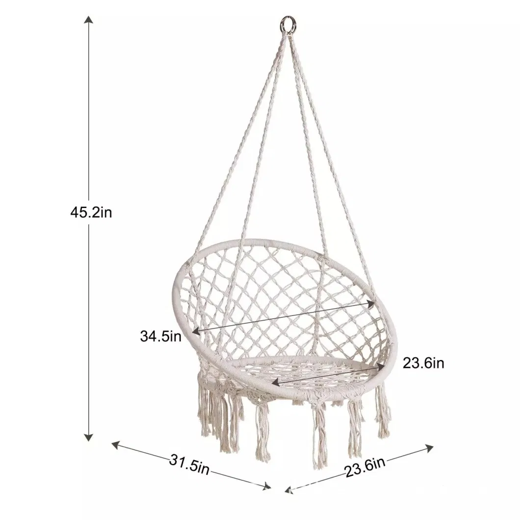 Hammock Handmade Swing Chair Knitted Macram&eacute; Hanging Swing Chair for Indoor, Bedroom, Yard, Garden Wbb18103