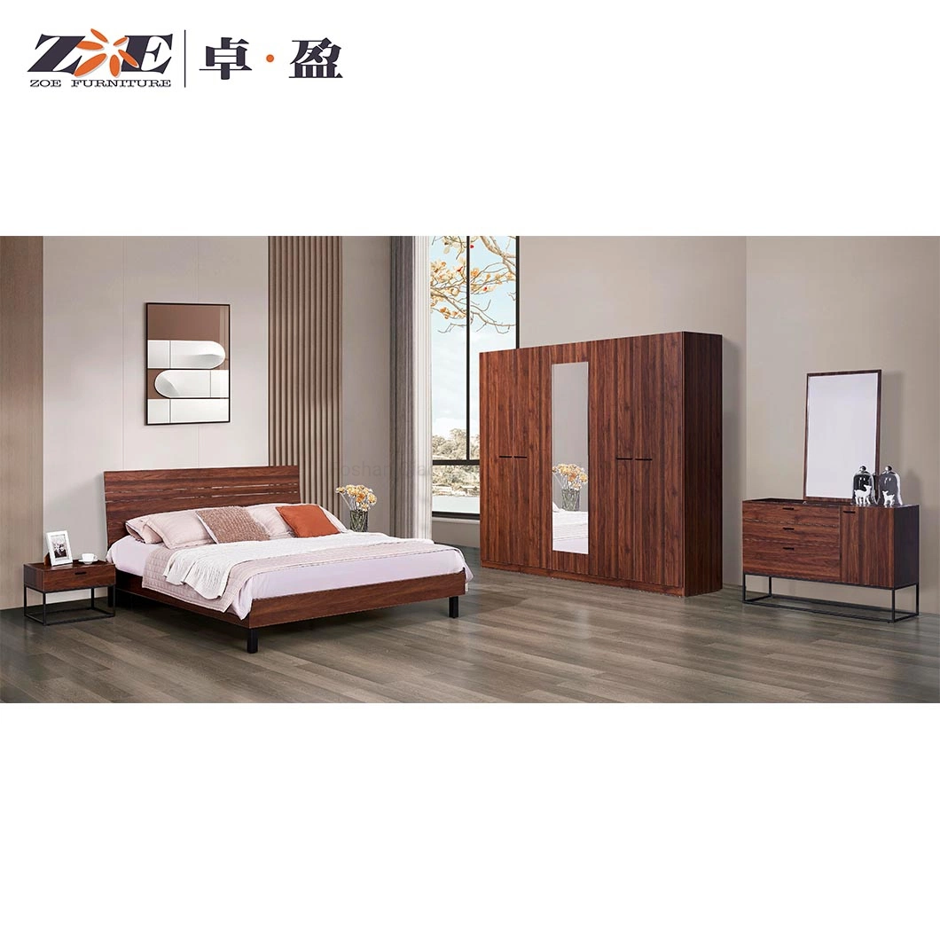 New Model Modern Design Double King Size Dark Wooden Home Hotel Bedroom Furniture Master Bedroom Set