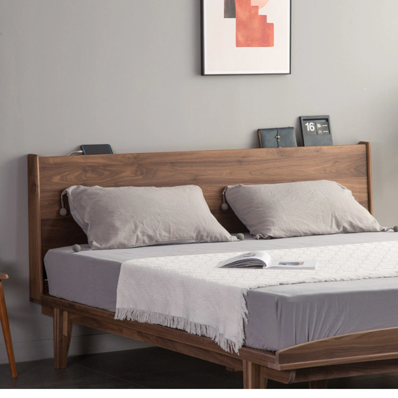 Nordic Minimalist Modern Cherry Master and Guest Bedroom Black Walnut White Oak Double Bed 0018