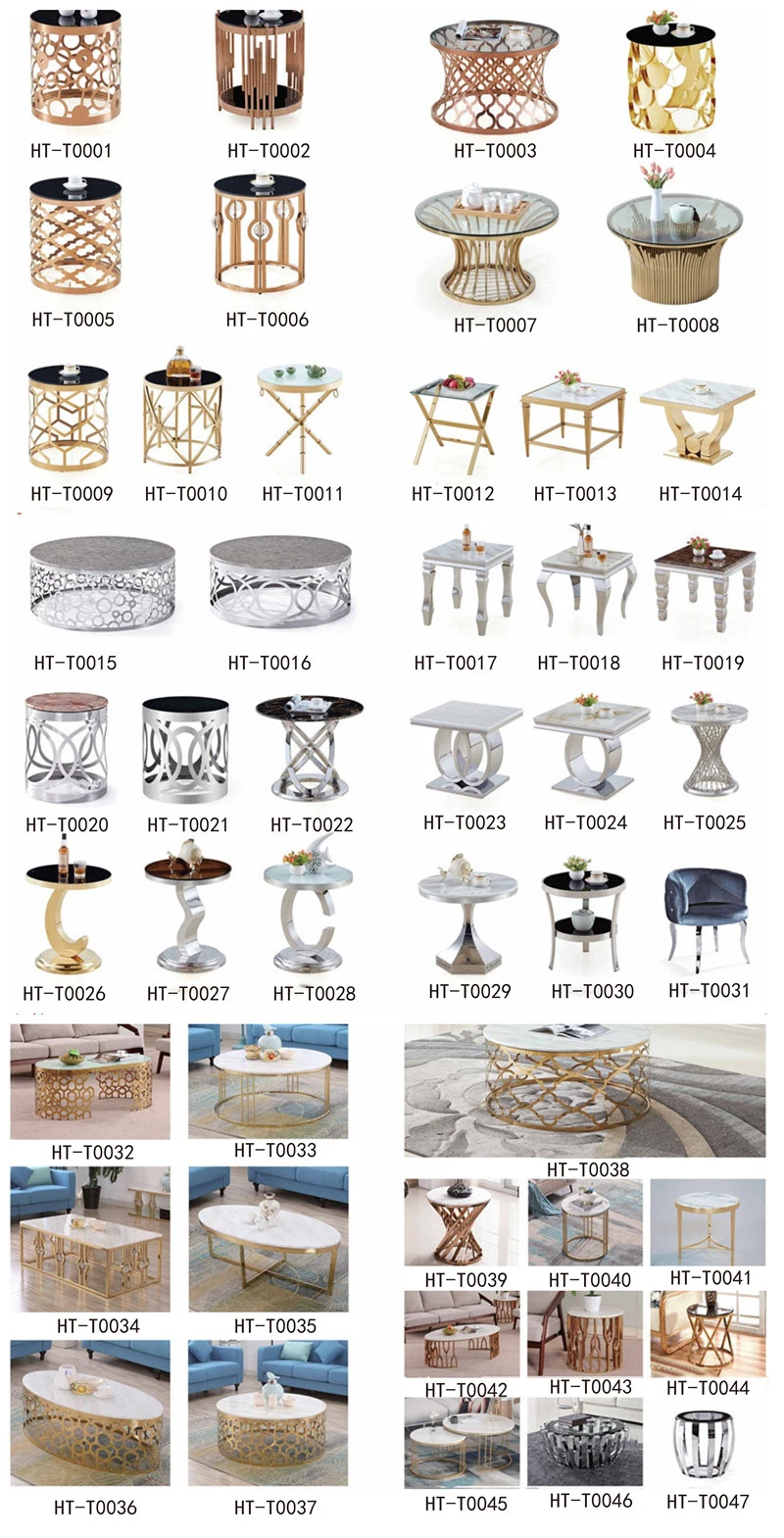 Living Room Furniture Outdoor Table Marble Top 1+6 Set White Round Stainless Steel Dining Table Set with Leather Chair for Wedding Banquet