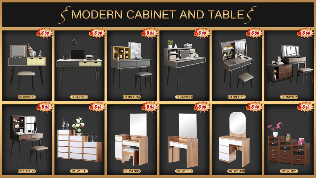 Many Color Seletion Hotel Home Bedroom Furniture Storage Makeup Dresser Mirror Dressing Table