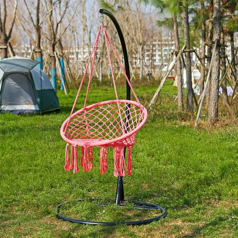 Macrame Tassels Rope Hanging Chair with Hand Woven Rope for Indoor Outdoor Home Bedroom Patio Deck Garden