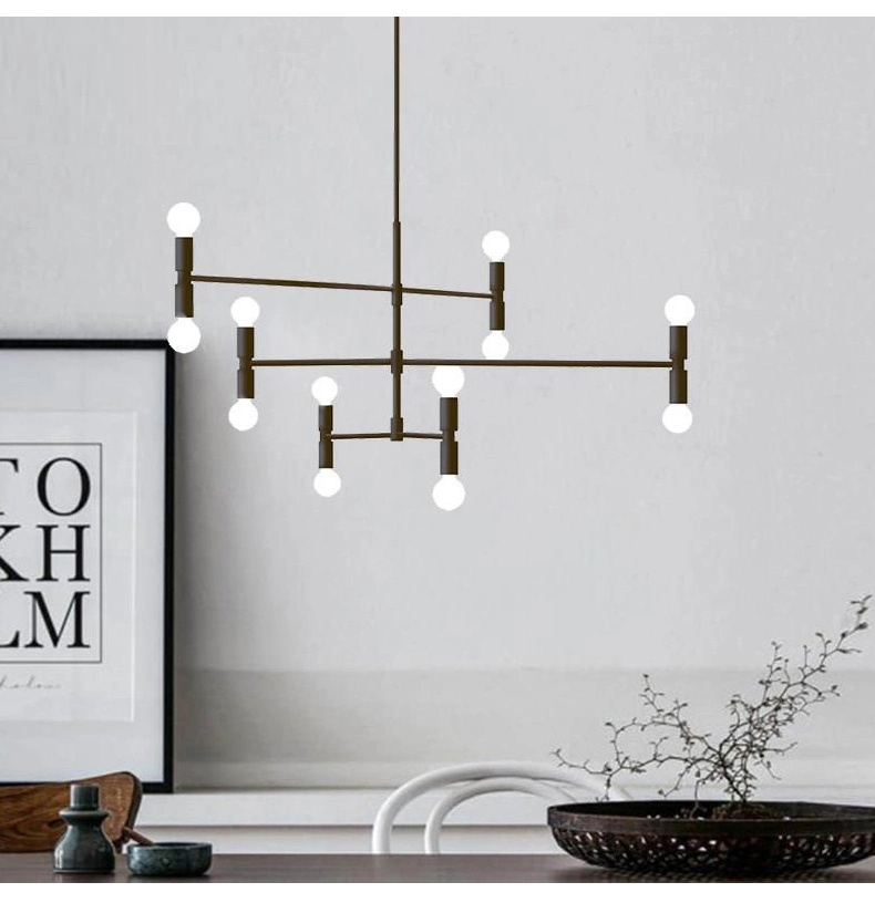 Postmodern Chandelier Black Gold Adjustable Whirling Indoor Lounge Room Atomium Chandeliers (WH-MI-342)