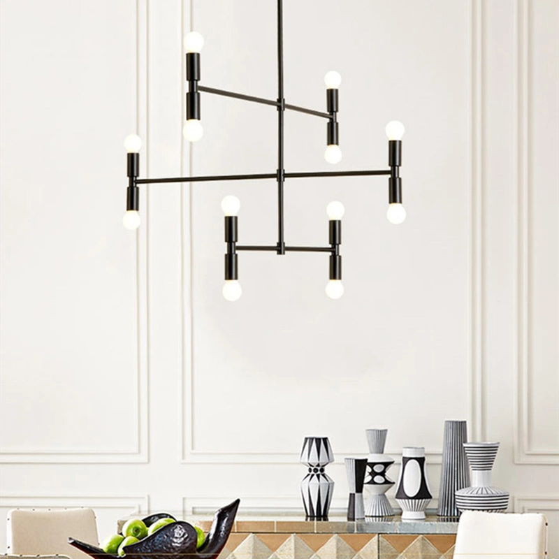 Postmodern Chandelier Black Gold Adjustable Whirling Indoor Lounge Room Atomium Chandeliers (WH-MI-342)