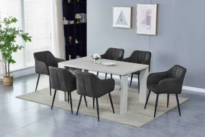Diseño Nórdico de lujo Muebles de Comedor MDF pintura con vidrio blanco Super