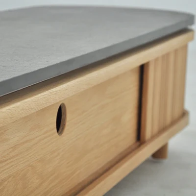 Mumu Hot Vender dormitorio personalizado de piedra superior sólida base de madera Mesa de consola de TV de madera