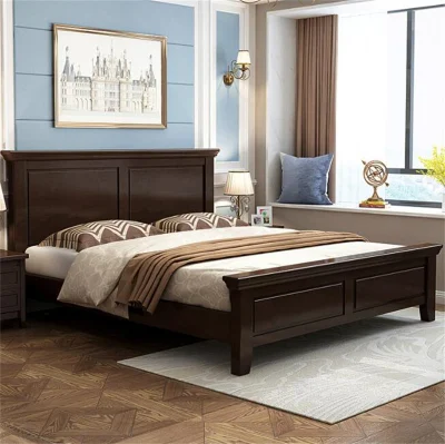 Cama simple de madera maciza dormitorio principal American cama doble clásica Muebles