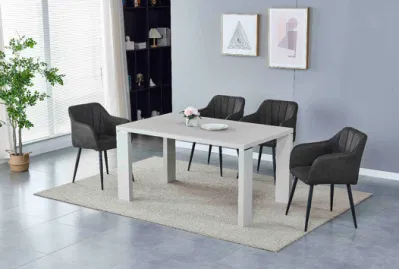 Diseño Nórdico de lujo Muebles de Comedor MDF pintura con vidrio blanco Super