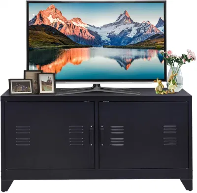 2 puertas de acero metal moderno soporte de TV muebles modulares para el Salón Dormitorio con armario de almacenamiento de los pies