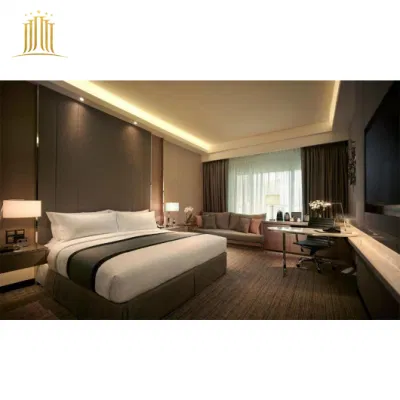  Estilo moderno Nogal Solid Wood Bedroom Set Resort Hotel Armario Mobiliario de cama
