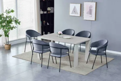 Diseño Nórdico de lujo Muebles de Comedor MDF pintura con vidrio blanco Super