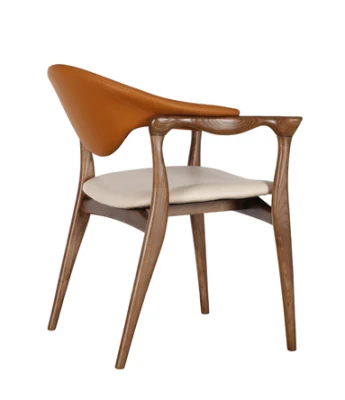  CS Home Casa moderna Living comedor Muebles de dormitorio cuero naranja Silla de madera para comer