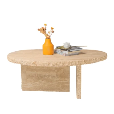Café de estilo nórdico de mareo Corte Natural Popular Retro Mesa de comedor de mármol de travertino ovalado, dormitorio italiano, sofá-sala de estar Mesa de café