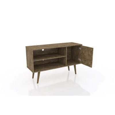 Muebles de salón rústico de madera marrón de 49 pulgadas TV con patas de madera maciza para televisores