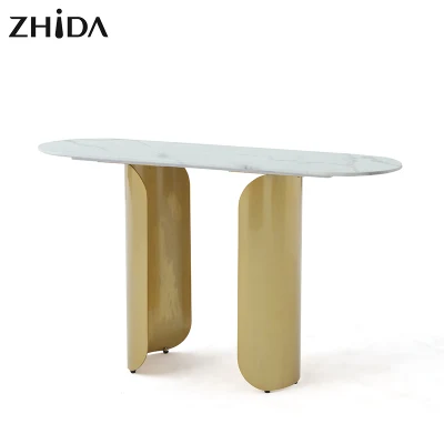  Diseño moderno, encimera de mármol Metal Leg mesa de consola de salón dormitorio