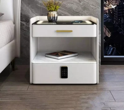 Muebles de dormitorio inteligentes fabricados en China. Mesitas de noche con luz LED táctil. Mesa de consola moderna para la sala de estar.