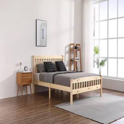  Fabricante de muebles de dormitorio Casa Mayorista de la fábrica de muebles de madera maciza de pino Kd barniz cama doble/de lleno a los niños