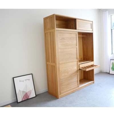 Armario de roble de la amortiguación de silenciosa riel de deslizamiento puerta corredera armarios Muebles de Dormitorio