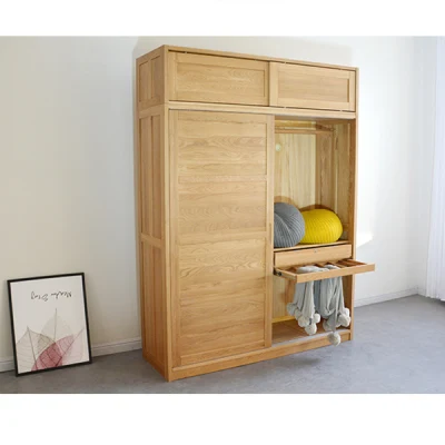 Armario de roble de la amortiguación de silenciosa riel de deslizamiento puerta corredera armarios Muebles de Dormitorio
