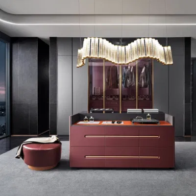  Italiano de gama alta romántico lujo PVC envuelto en sala de estar dormitorio Casa Muebles de madera de almacenamiento moderno American Flat Pack Hutch Kitchen Cabinets