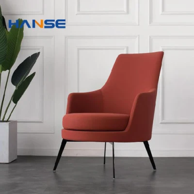 Café tapizado de estilo moderno, sillones de patas metálicas y sillones Silla de brazo perezosa