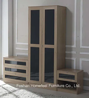  Nuevo Diseño de Muebles de Dormitorio alto brillo conjunto tres piezas de vestuario
