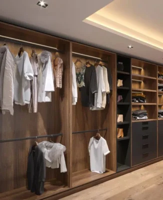  El hombre moderno ropa armario dormitorio armario armario personalizado con la puerta de cristal