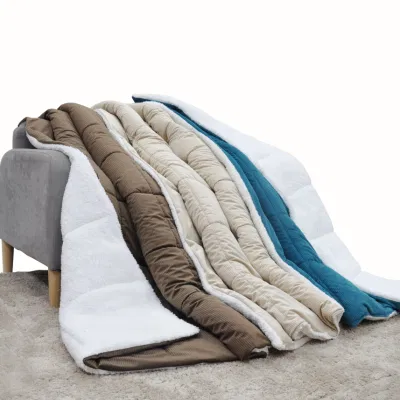Peluche terciopelo estriada juego consolador Quilting banda 220gms de gramaje extra, Super suave cama acogedora establece