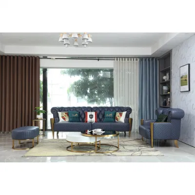  Sala de estar moderna Mesa de Café de Madera metálica Sofá Fábico Muebles