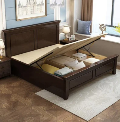 Cama simple de madera maciza dormitorio principal American cama doble clásica Muebles
