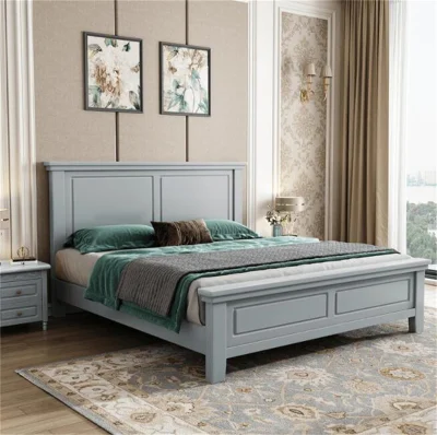 Cama simple de madera maciza dormitorio principal American cama doble clásica Muebles