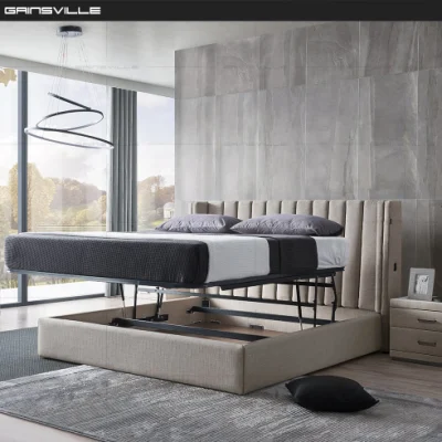  Fábrica de Foshan Italia Design Tamaño Doble Master Hogar Muebles de dormitorio con una caja de almacenamiento