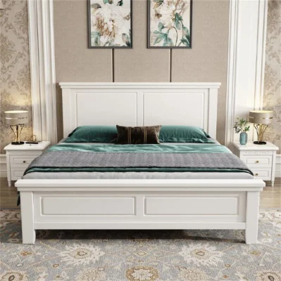 Cama simple de madera maciza dormitorio principal American cama doble clásica Muebles