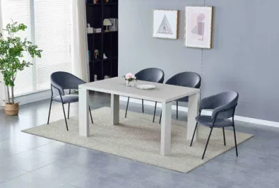 Diseño Nórdico de lujo Muebles de Comedor MDF pintura con vidrio blanco Super