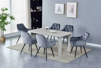 Diseño Nórdico de lujo Muebles de Comedor MDF pintura con vidrio blanco Super