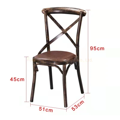 Elegante Jardín aluminio Cruz Atrás comedor Mesa Set Negro Y sillas cromadas Muebles de Madera Metal silla de sala de conferencias