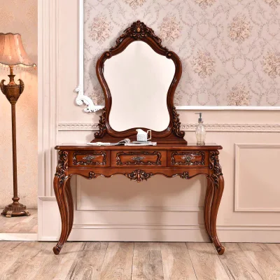 Muebles de estilo europeo real Casa Set dormitorio tocador Muebles de madera Tabla de Vestidor