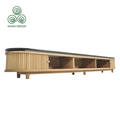 Mumu Hot Vender dormitorio personalizado de piedra superior sólida base de madera Mesa de consola de TV de madera