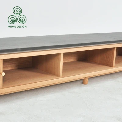 Mumu Hot Vender dormitorio personalizado de piedra superior sólida base de madera Mesa de consola de TV de madera