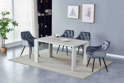Diseño Nórdico de lujo Muebles de Comedor MDF pintura con vidrio blanco Super
