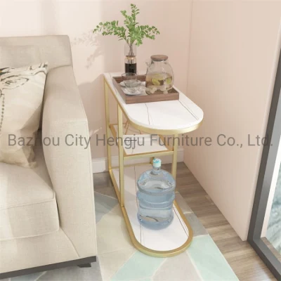 Best-Selling extremo pequeño cuadro Muebles para salón y dormitorio Sofá Mesa plegable de bandeja Bandeja de oro mesa de centro superior de MDF con bastidor de acero inoxidable