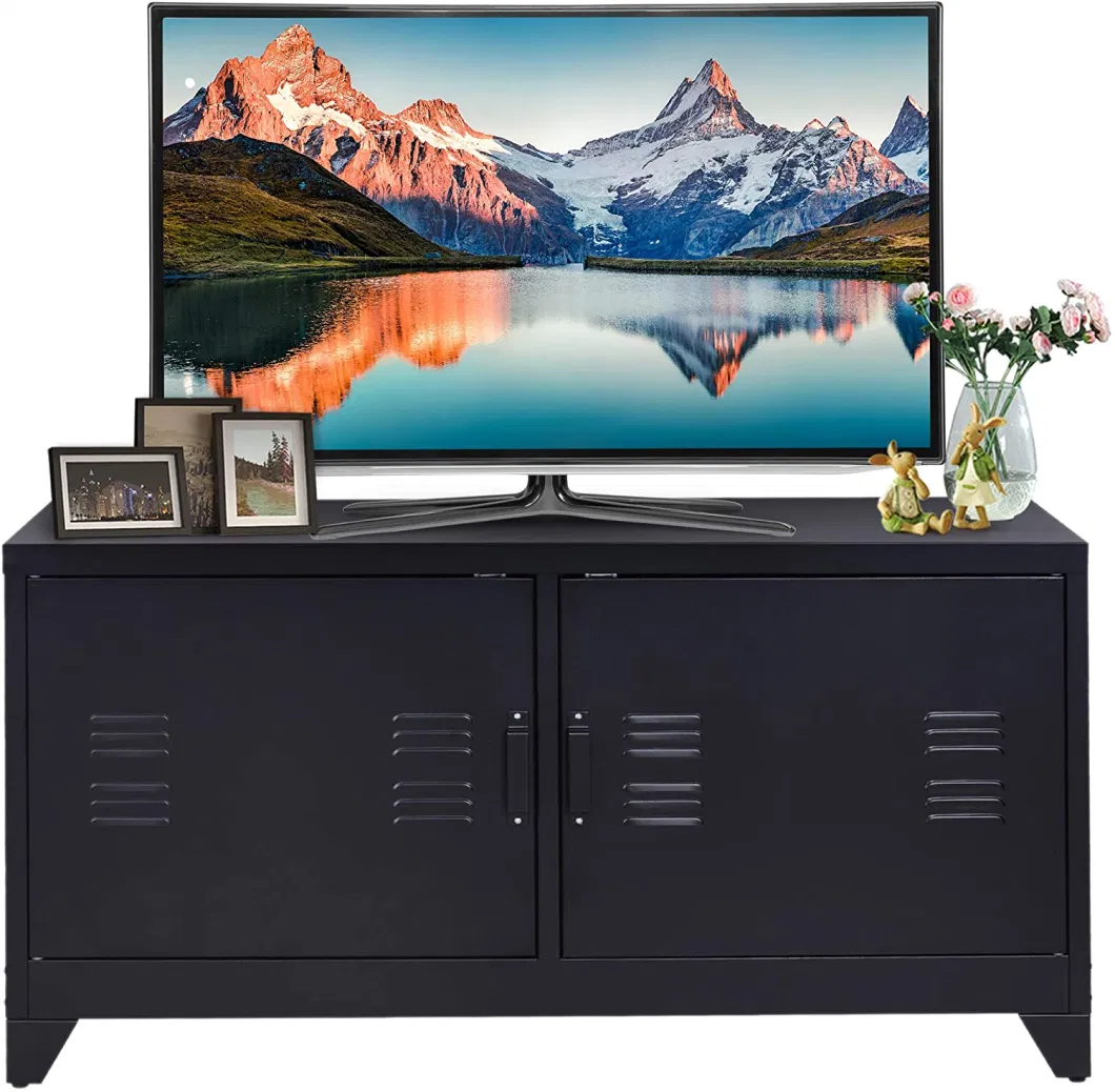 Modern 2 Doors Metal Steel TV Stand Modular Furniture for Living Room Bedroom Storage Cabinet with Feet