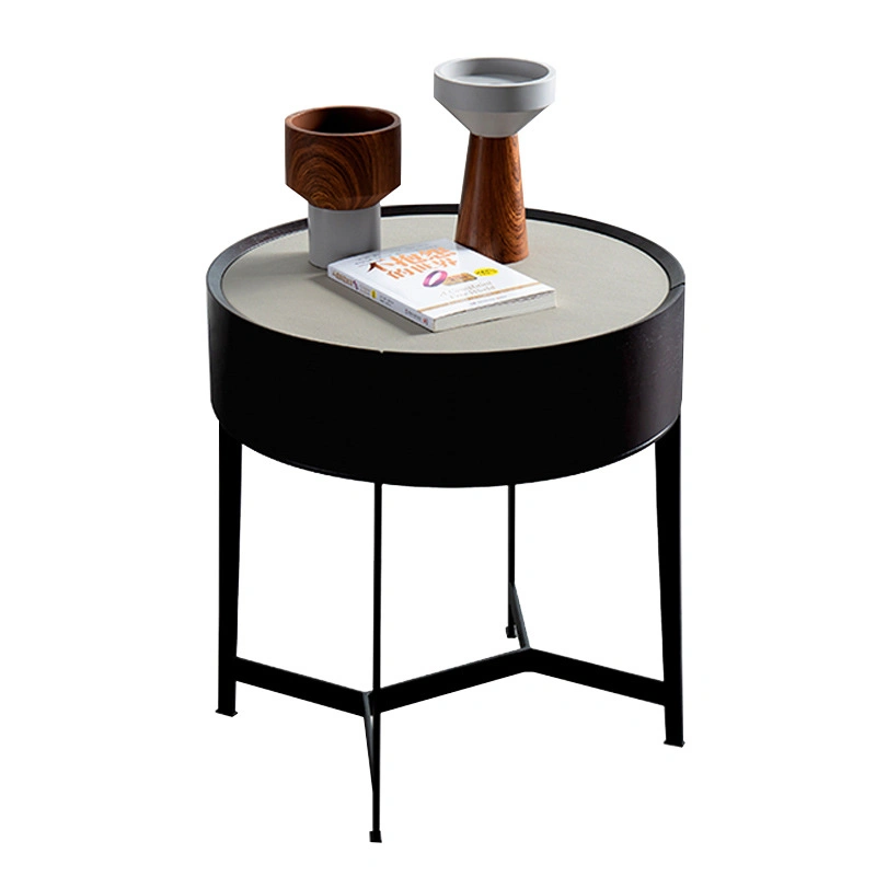 Modern Round Bedsie Table Bedstand Nightstand Nordic Black Oak Night Desk Furniture Bedroom