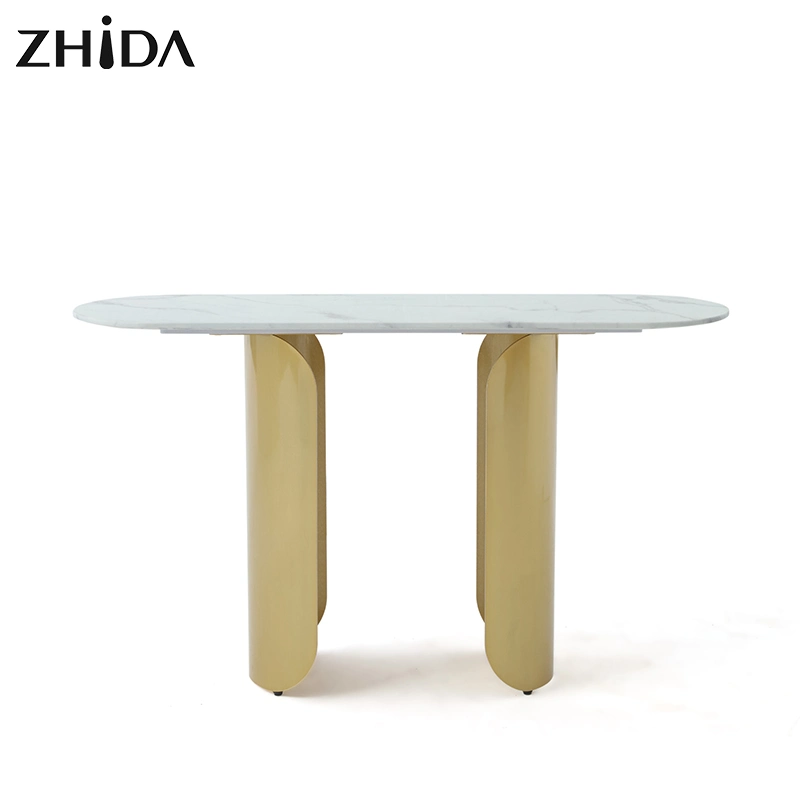 Modern Design Marble Top Metal Leg Console Table for Living Room Bedroom