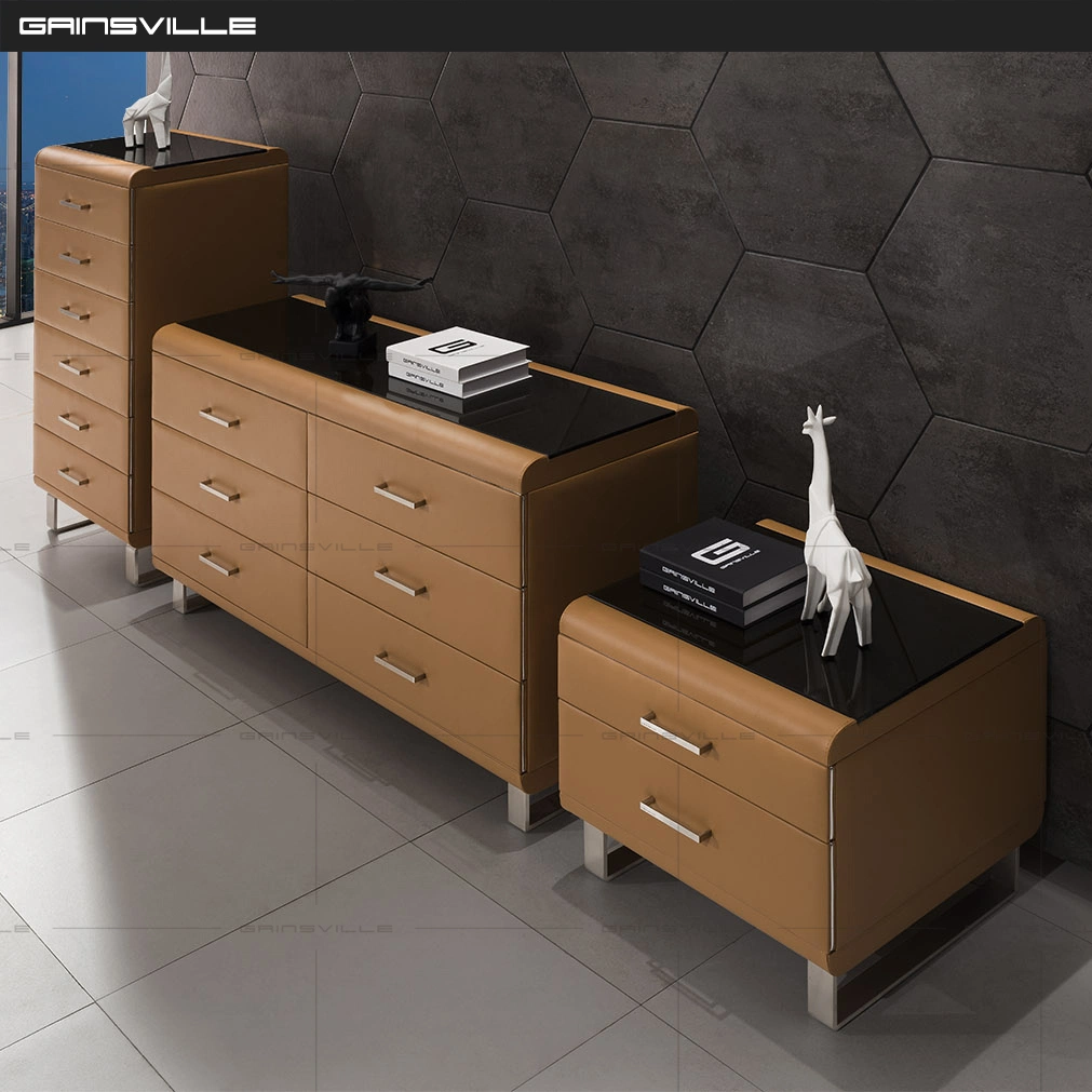 Fashion Modern Bedroom Furniture Casegoods Set Factory Wholesale Price Upholstered Wooden Tallboy