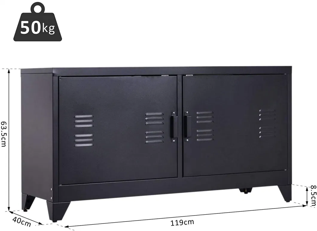 Modern 2 Doors Metal Steel TV Stand Modular Furniture for Living Room Bedroom Storage Cabinet with Feet