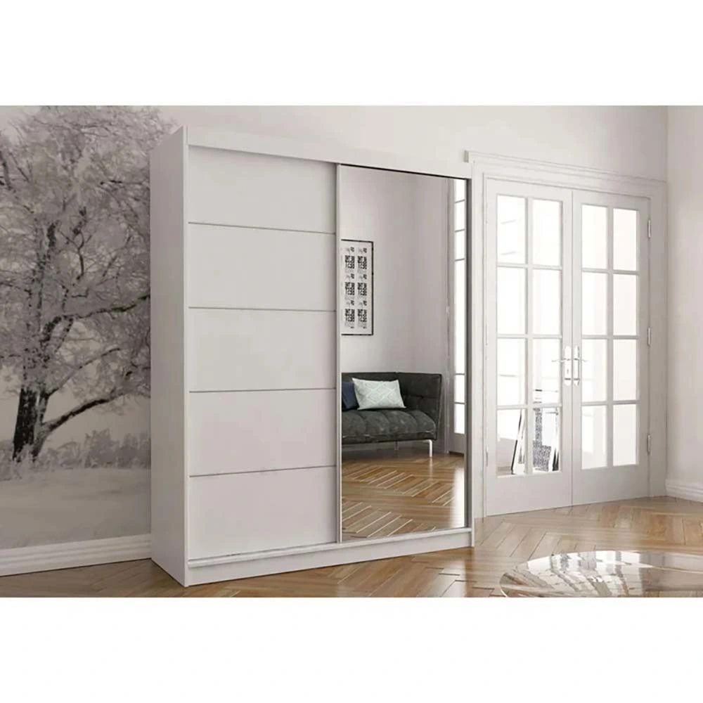 Modern Stylish Design Bedroom Wooden Wardrobe Wooden Furniture with Mirror Sliding Door