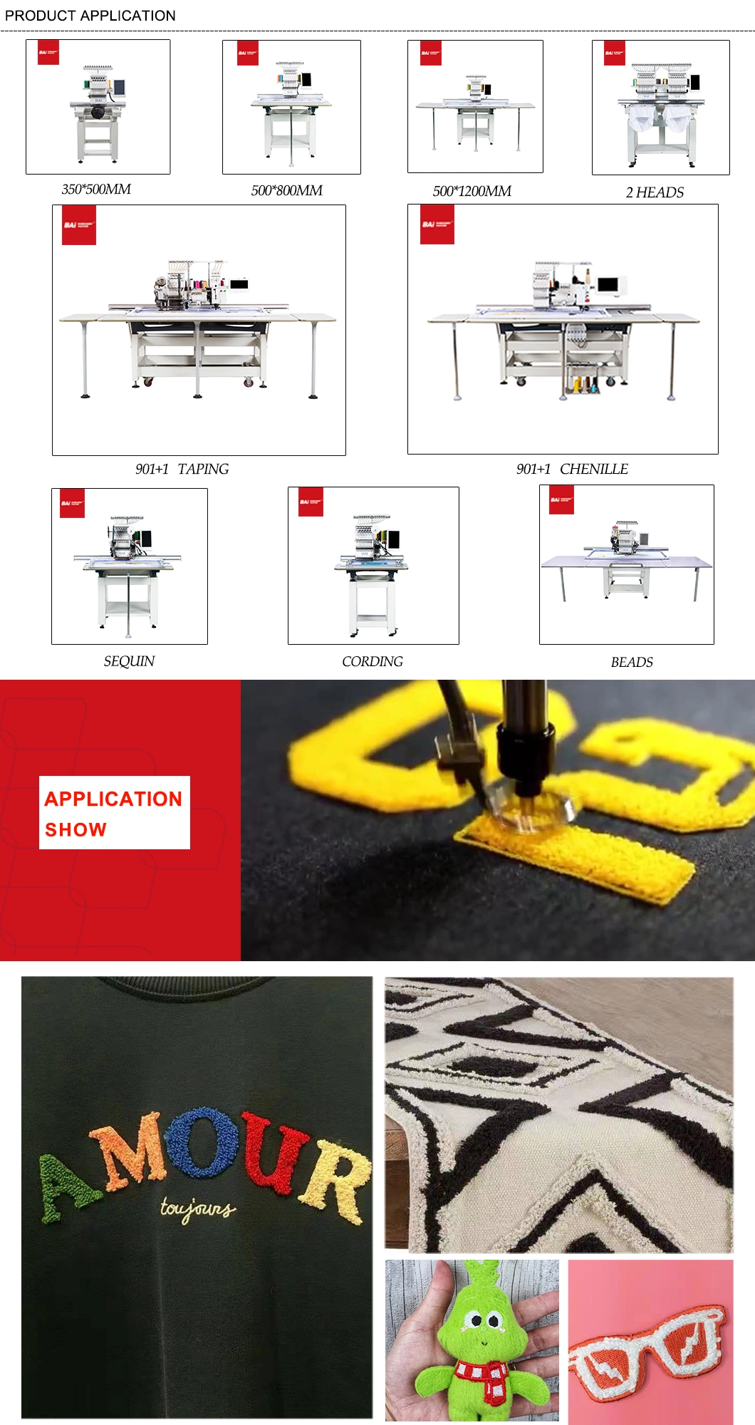 Bai Single Head Commercial Computerized Chenille Embroidery Machine Price