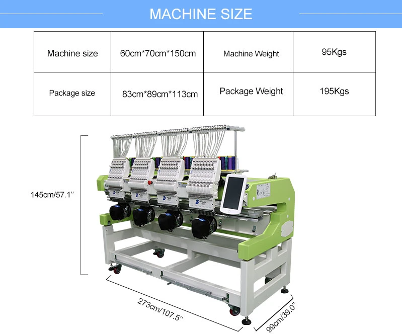 Multi 4 Heads Computerized Cap T-Shirt Hat Hoodie Shoe Flat Single Embroidery Machine