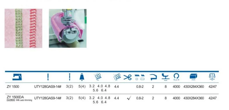Zy1500da Zoyer Direct Feed-on Type Cylinder Bed Interlock Sewing Machine with Auto Trimmer